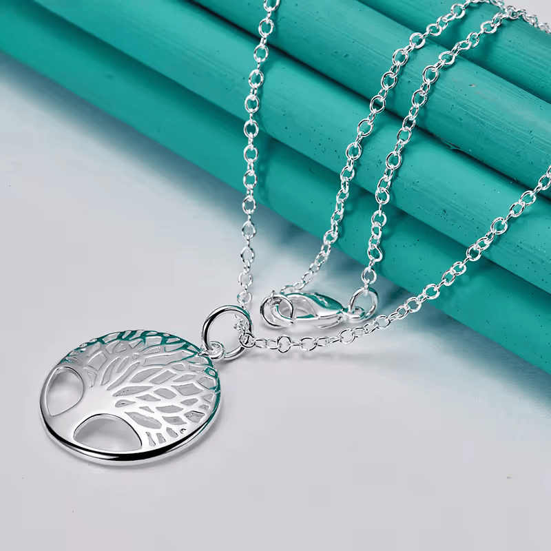 Collar con Colgante Redondo del Árbol de la Vida - Plata 925