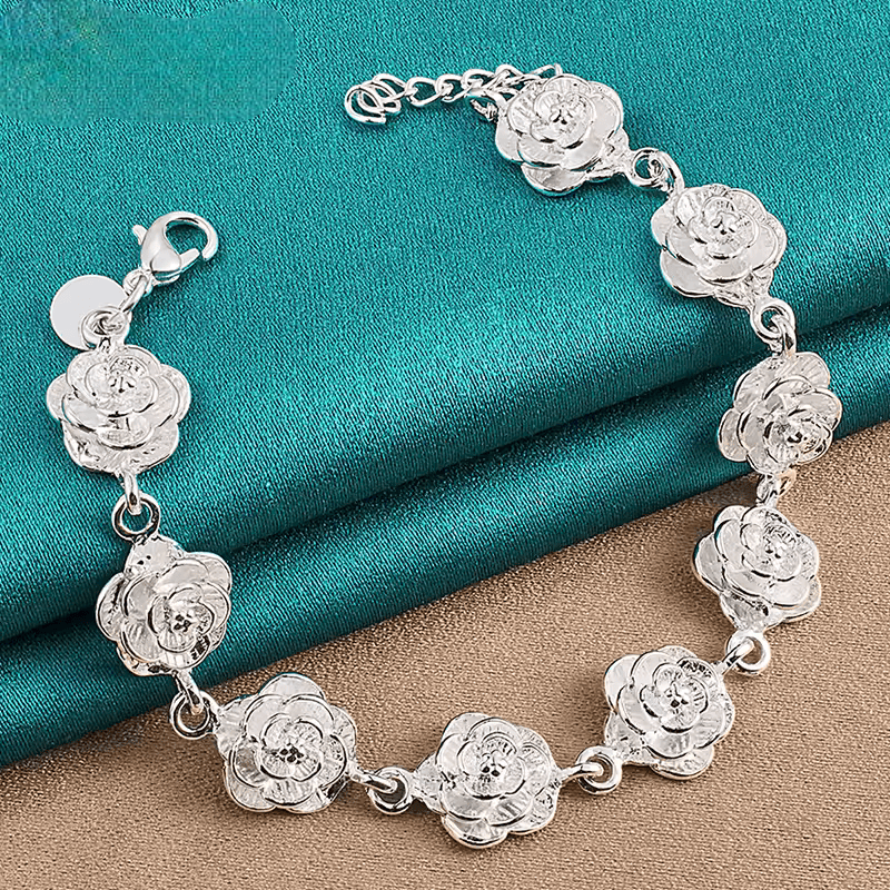 Pulsera con Diseño de Rosas – Plata 925