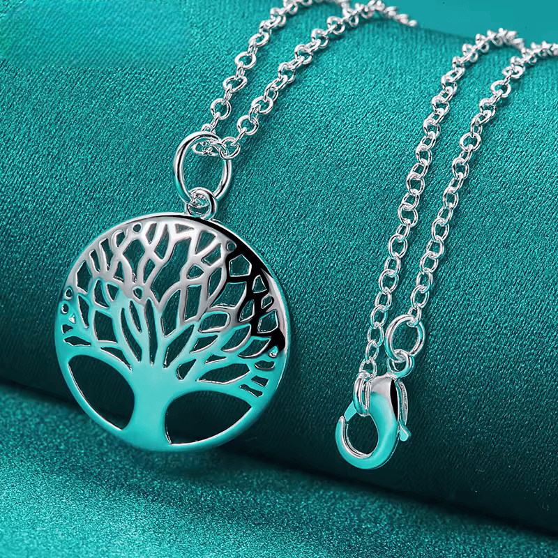 Collar con Colgante Redondo del Árbol de la Vida - Plata 925