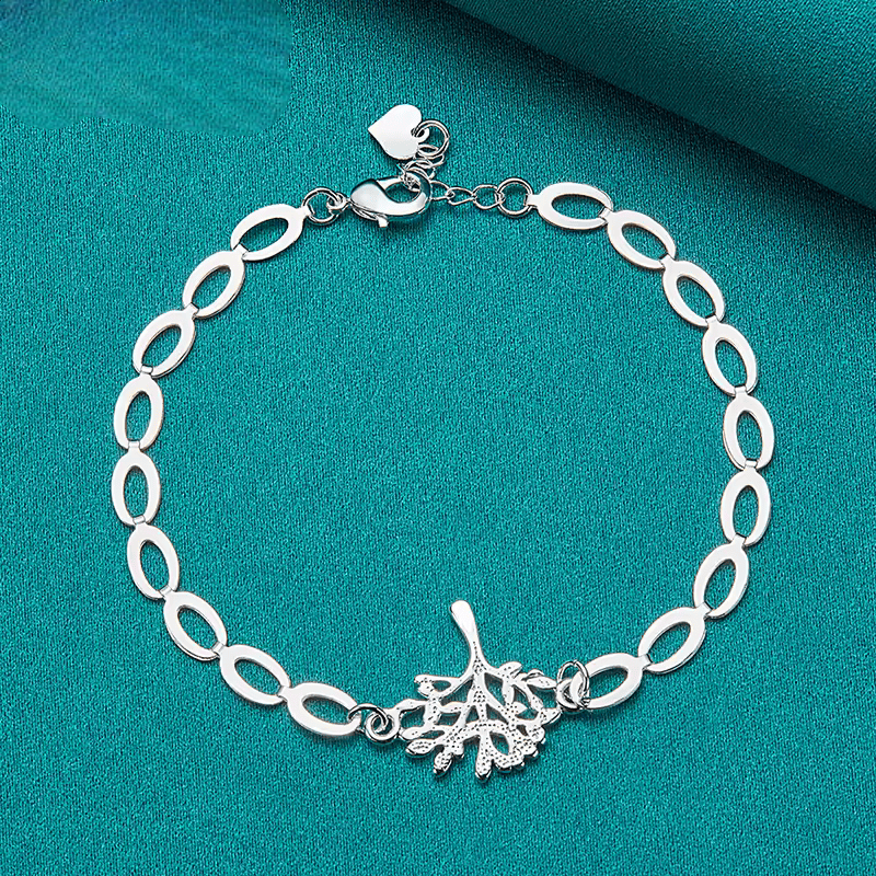 Pulsera con Dijes de Árbol y Corazón - Plata 925