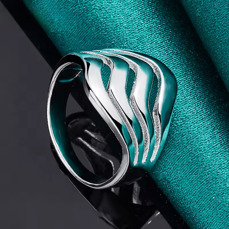 Anillo liso con cuatro lineas - Plata 925