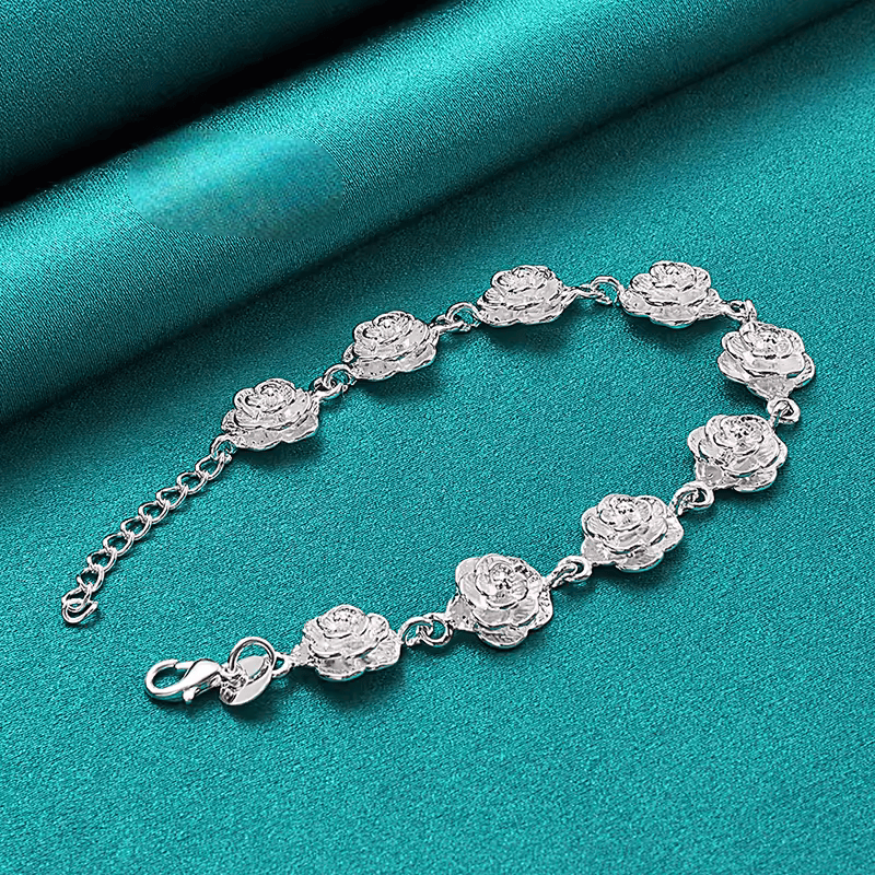 Pulsera con Diseño de Rosas – Plata 925