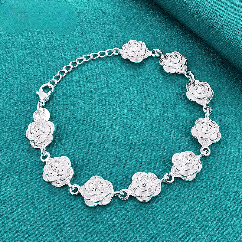 Pulsera con Diseño de Rosas – Plata 925