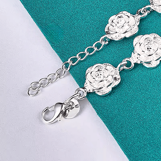 Pulsera con Diseño de Rosas – Plata 925