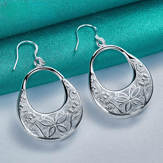Pendientes Colgantes con Diseño de Mariposa Hueca - Plata 925