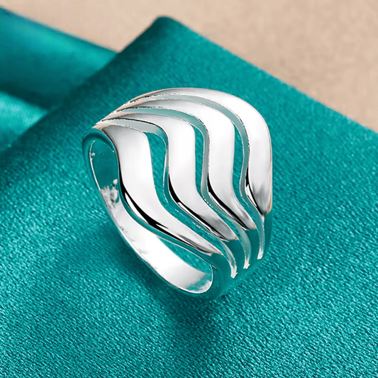 Anillo liso con cuatro lineas - Plata 925