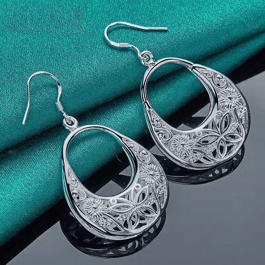 Pendientes Colgantes con Diseño de Mariposa Hueca - Plata 925