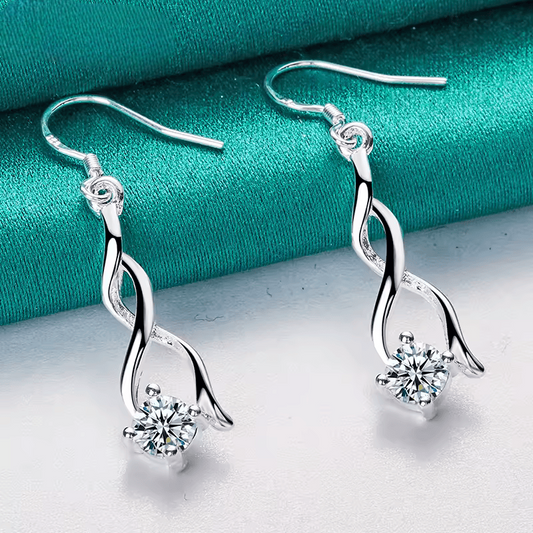 Pendientes con Zircón de Diseño Geométrico - Plata 925