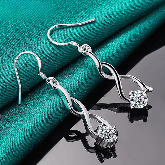 Pendientes con Zircón de Diseño Geométrico - Plata 925
